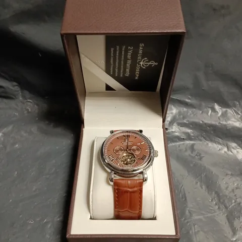 SAMUEL JOSEPH ATOMATIC WRISTWATCH – SILVER/BROWN