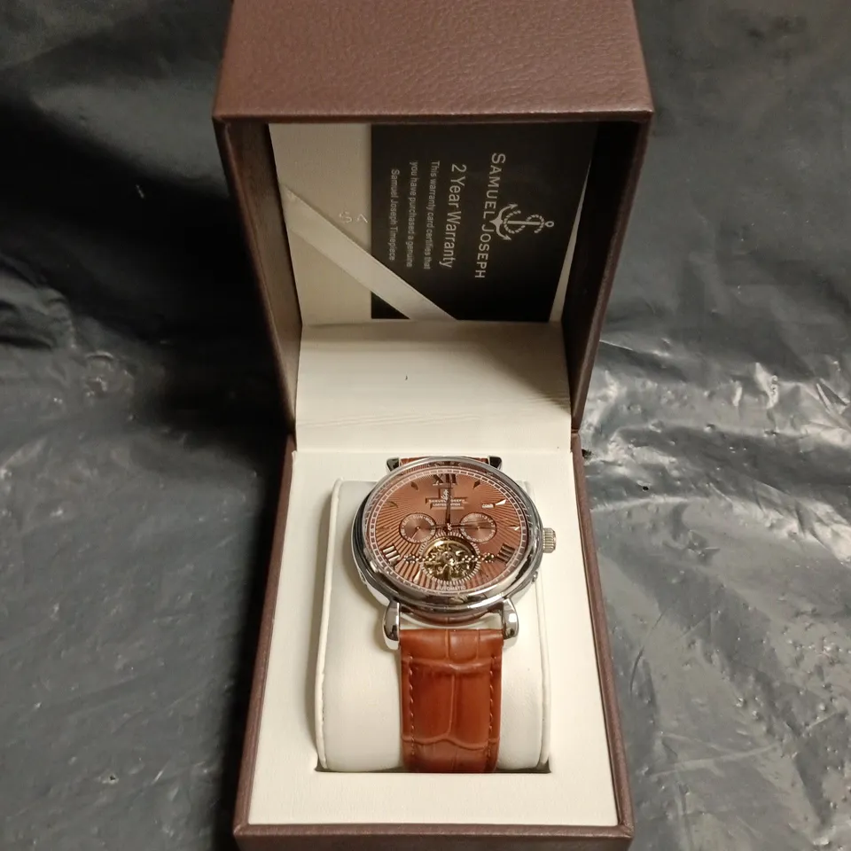 SAMUEL JOSEPH ATOMATIC WRISTWATCH – SILVER/BROWN