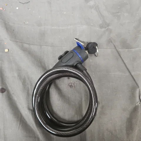 COILED SECURITY CABLE LOCK WITH KEYS, BLUE ACCENT