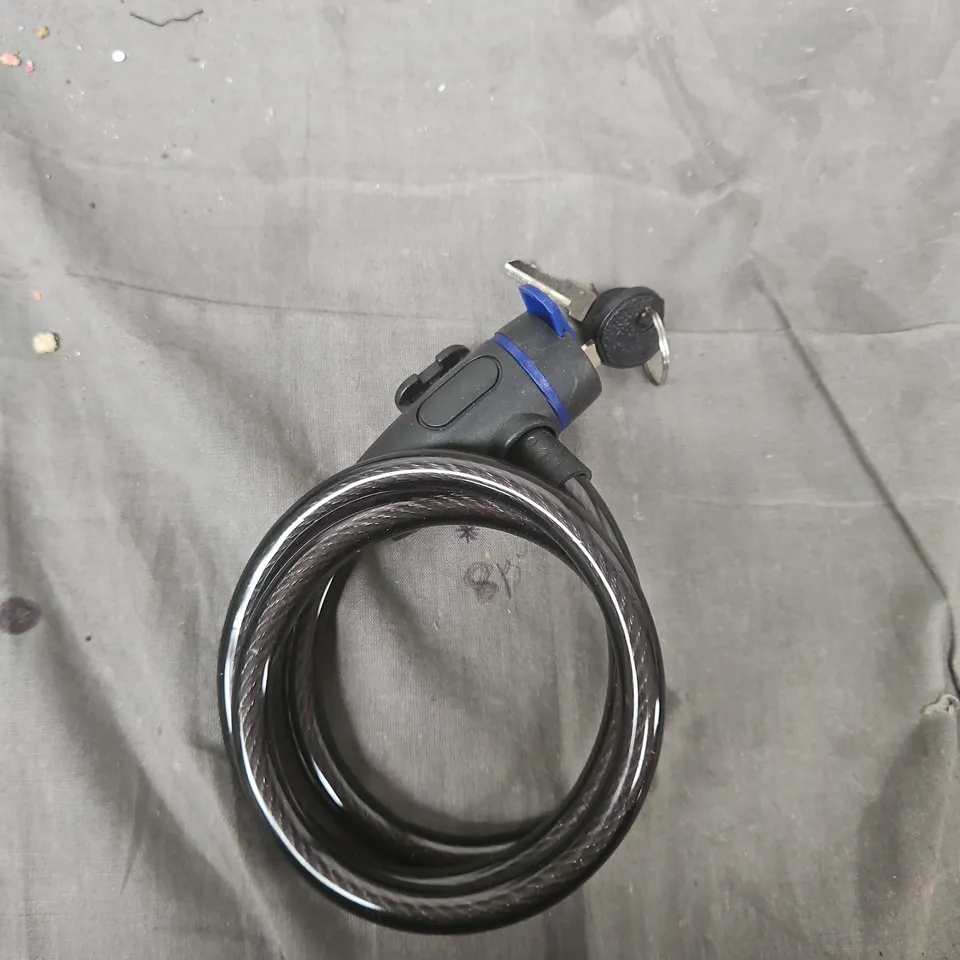 COILED SECURITY CABLE LOCK WITH KEYS, BLUE ACCENT