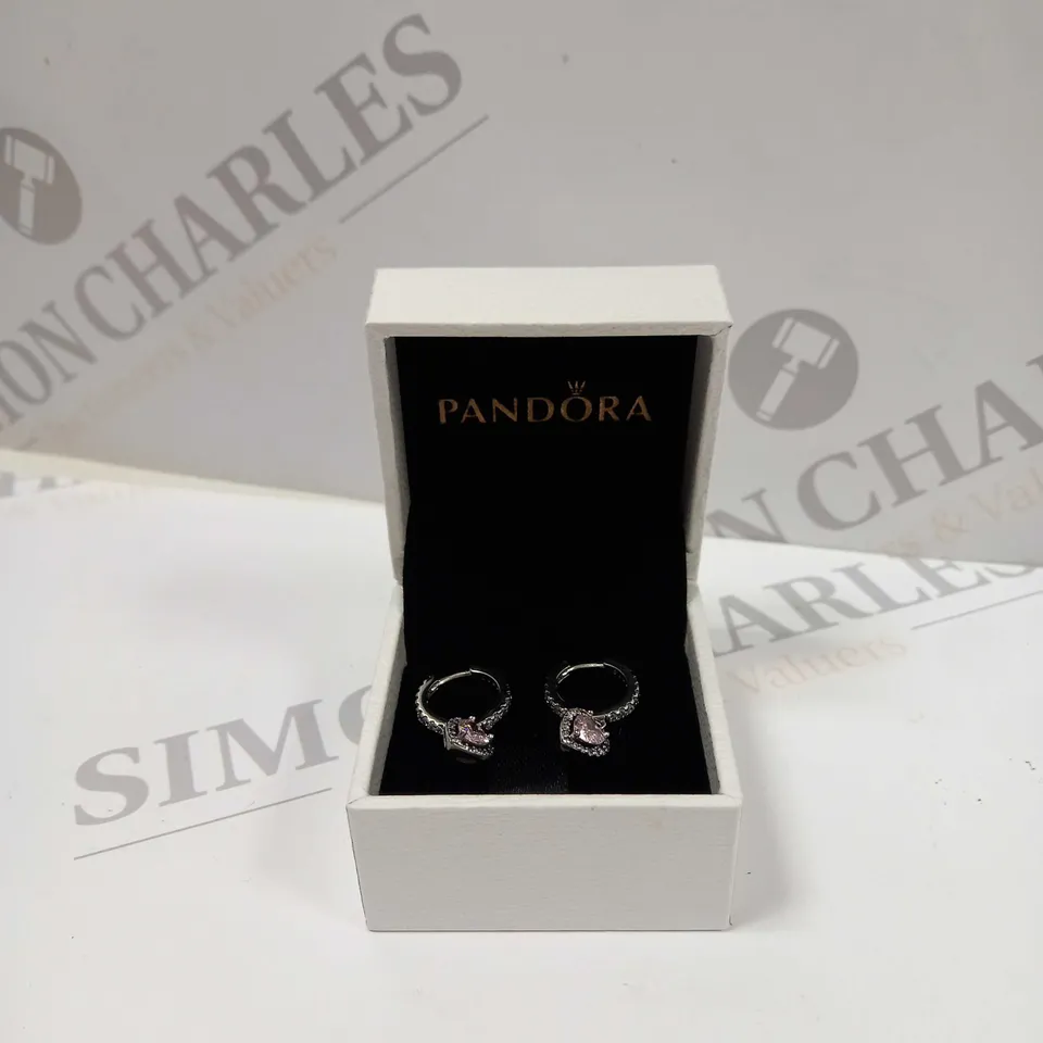 BOXED PANDORA PAIR OF WOMEN'S HEART EARRINGS 