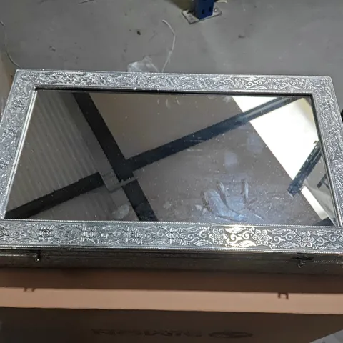 Ornate silver-plated jewellery box with mirrored lid