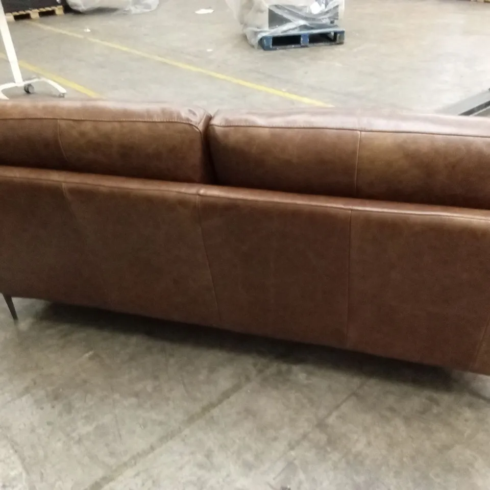 QUALITY DESIGNER ITALIAN MADE ALESSANDRO 3 SEATER LEATHER SOFA - BRANDY
