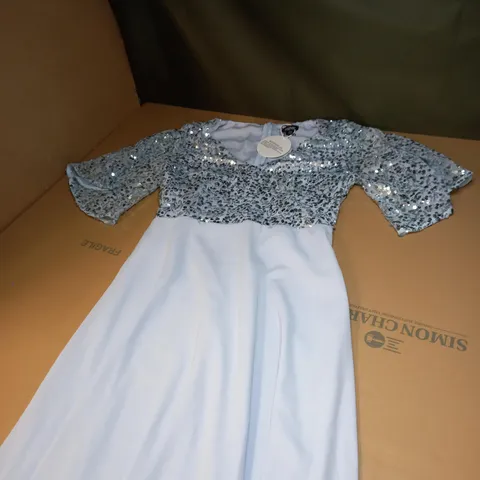 BRIDESMAID OCCASION SEQUIN BODICE ANGEL MAXI DRESS SIZE 14