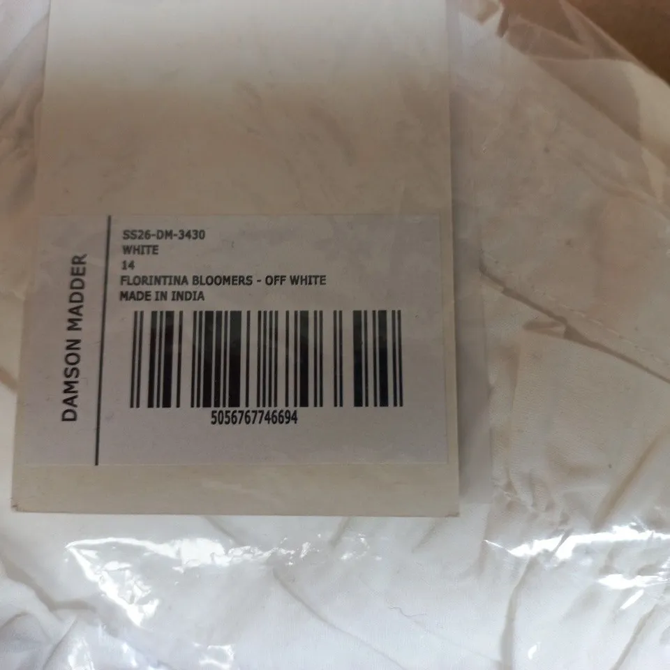 DAMSON MADDER FLORINTINA BLOOMERS – OFF WHITE, UK SIZE 14