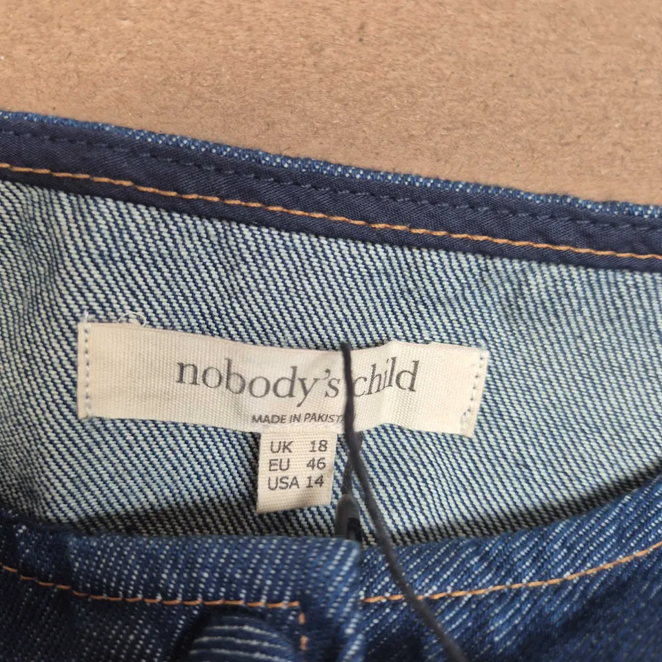 NOBODY'S CHILD DENIM SHIRT MINI DRESS - BLUE, UK 18 (EU 46, USA 14)
