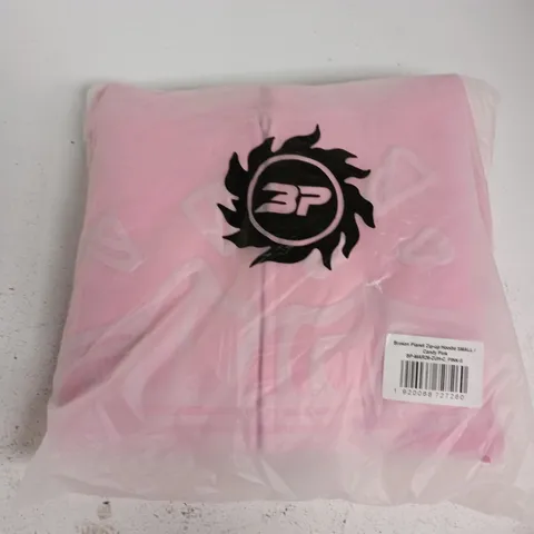 BAGGED BROKEN PLANET ZIP-UP HOODIE IN CANDY PINK - SMALL