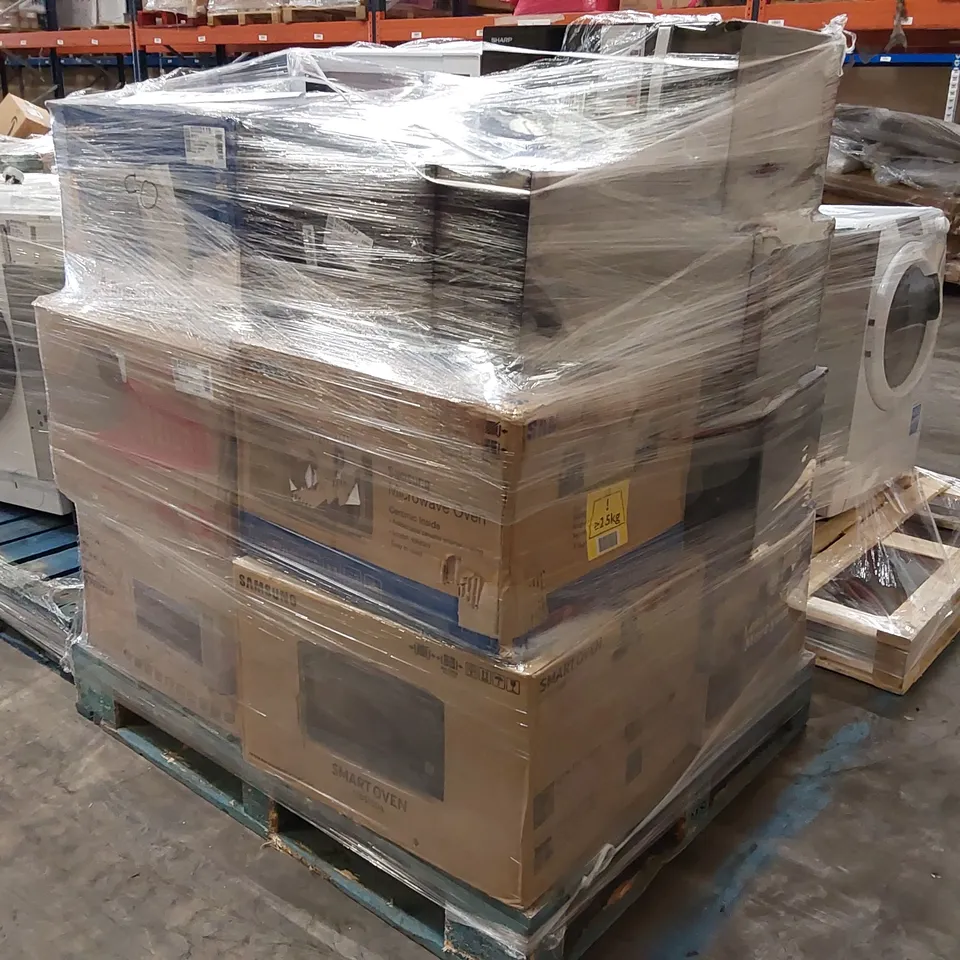 PALLET OF APPROXIMATELY 13 UNPROCESSED RAW RETURN MICROWAVES 