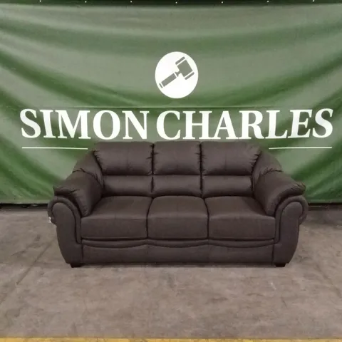 NAPLES ITALIAN LEATHER 3 SEATER SOFA - CHOCOLATE