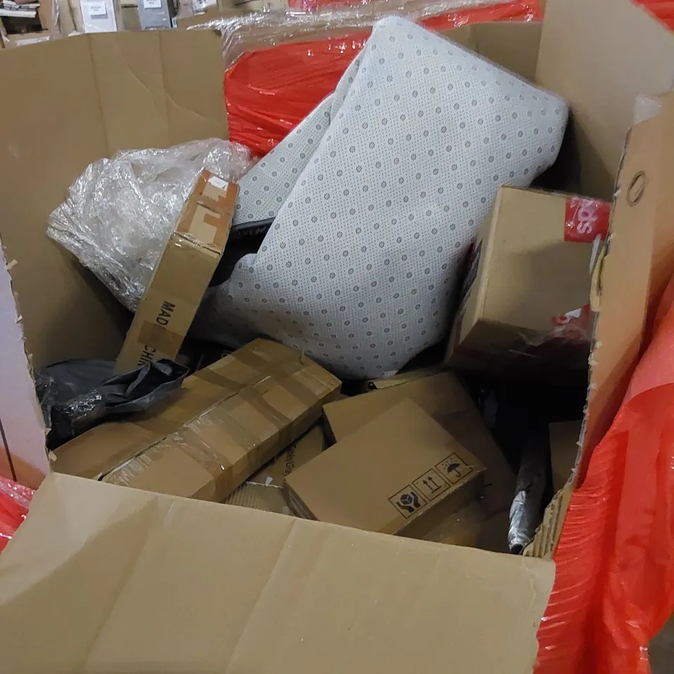 PALLET TO CONTAIN ASSORTED HOUSEHOLD PRODUCTS. INCLUDES AIR FRYER, AIR PURIFIER, BALLOON STAND, BODYBOARD ETC 