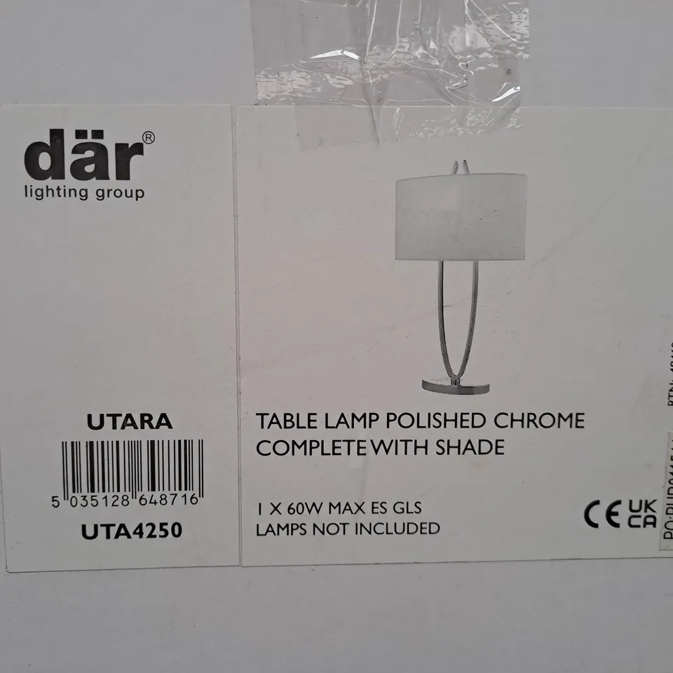 DAR TABLE LAMP POLISHED CHROME COMPLETE WITH SHADE  