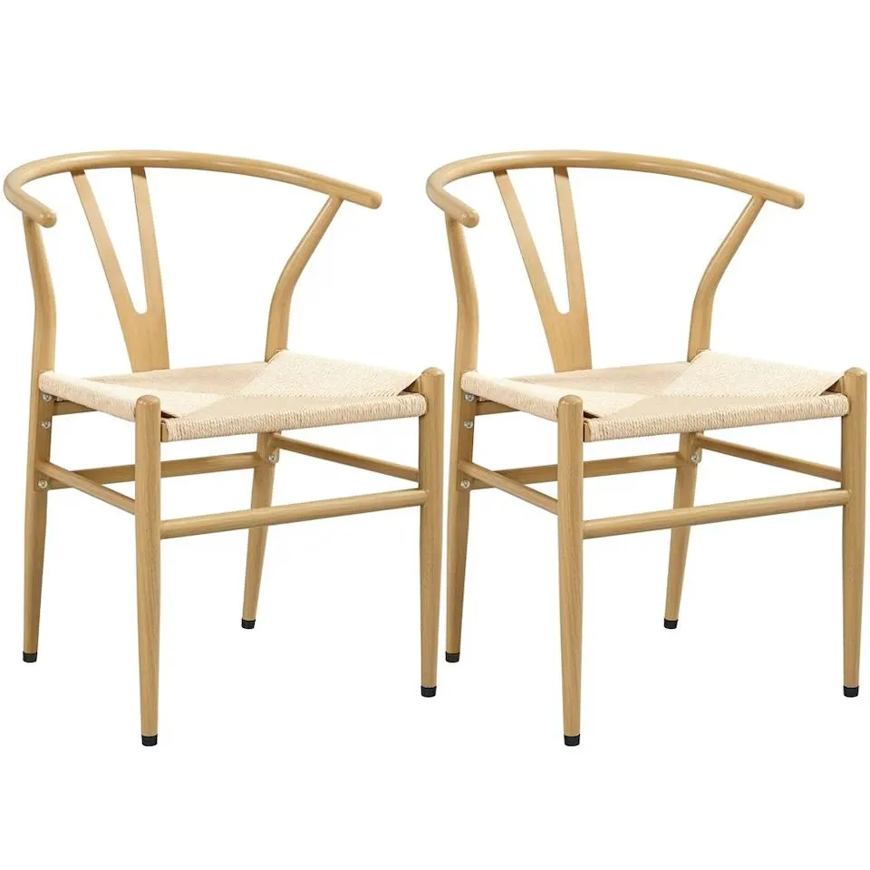 BOXED YAHEETECH SET OF 2 WEAVE DINING CHAIRS WITH Y-SHAPED BACKREST