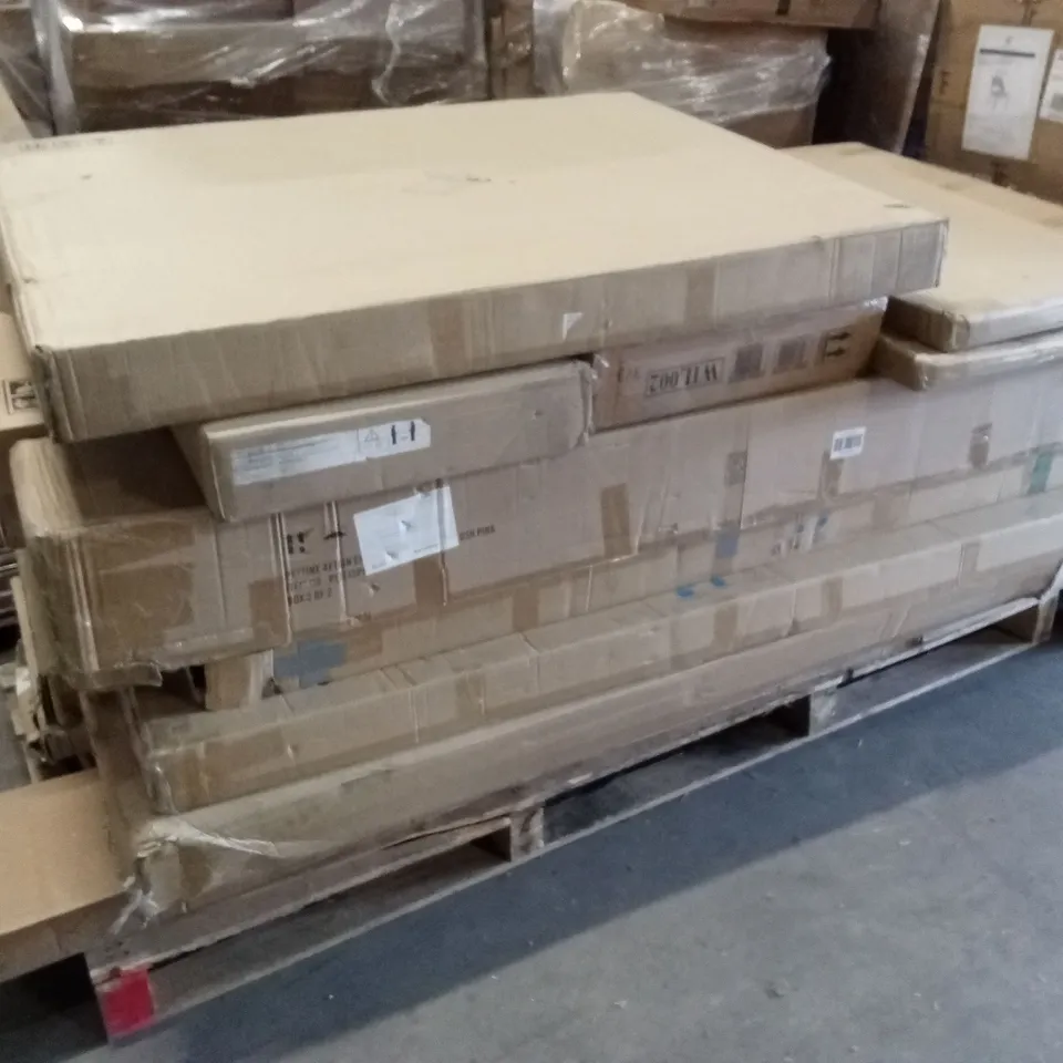 PALLET OF ASSORTED INCOMPLETE DESIGNER FURNITURE PARTS AND PIECES 