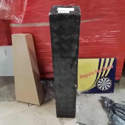 PALLET OF ASSORTED HOUSEHOLD GOODS AND PRODUCTS TO INCLUDE;VIOLIN,LUX WHIRLPOOL SHOWER FITTING,MAGNETIC DARTBOARD 