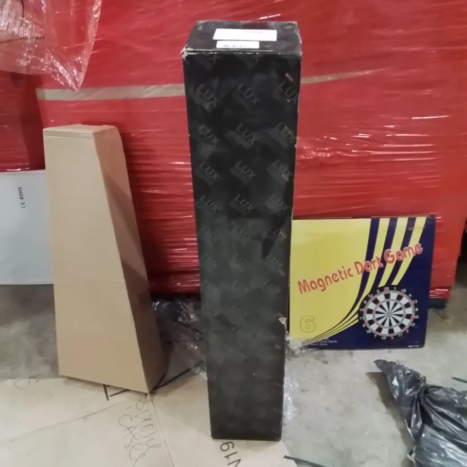 PALLET OF ASSORTED HOUSEHOLD GOODS AND PRODUCTS TO INCLUDE;VIOLIN,LUX WHIRLPOOL SHOWER FITTING,MAGNETIC DARTBOARD 