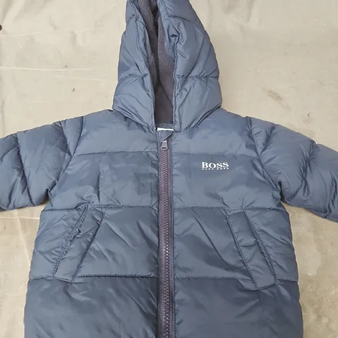 HUGO BOSS PUFFER JACKET WITH HOOD – NAVY - SIZE UNSPECIFIED