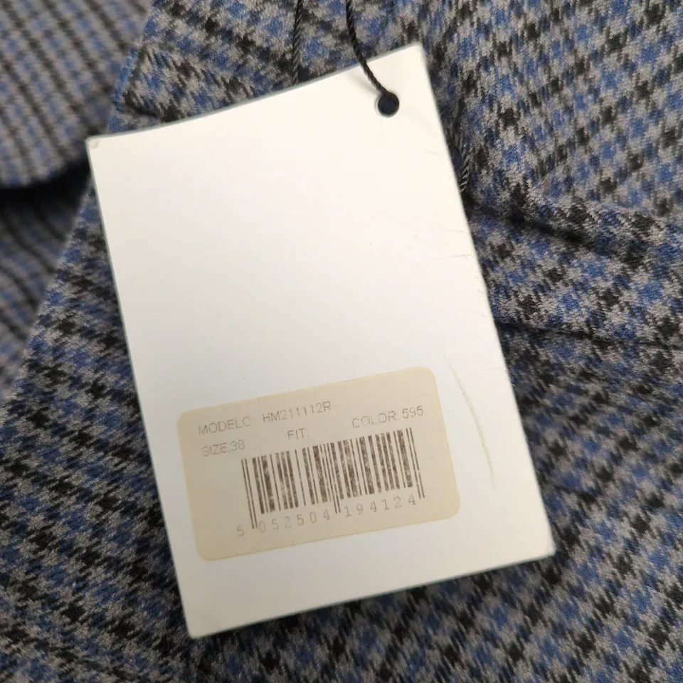 HACKETT LONDON KENSINGTON SLIM BLUE CHECK TROUSERS SIZE 38 WITH TAGS