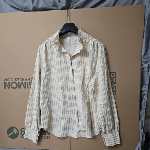 STRIPED BEIGE SHIRT – VERTICAL STRIPES BRAND SAMPLE SIZE L 