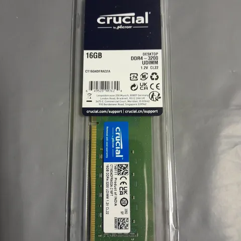 CRUCIAL 16GB DESKTOP DDR4-3200 UDIMM RAM - CT16G4DFRA32A