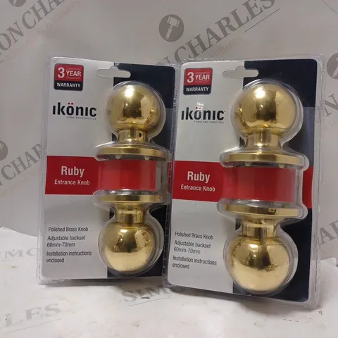 IKONIC RUBY POLISHED BRASS ENTRANCE SET - DOOR KNOB