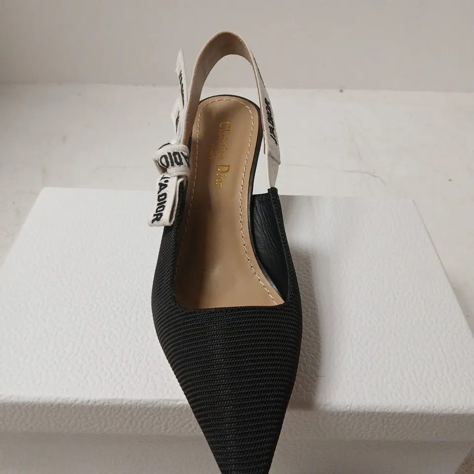 DIOR J'ADIOR SLINGBACK SHOES - BLACK FABRIC, UK 6 (EU 39)