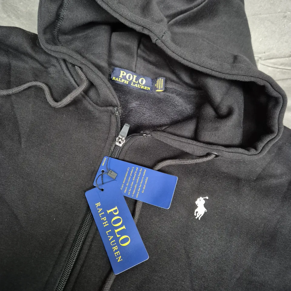 POLO RALPH LAUREN ZIP HOODIE – BLACK, MEN'S - MEDIUM