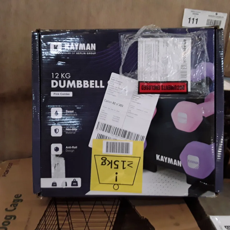 BOXED KAYMAN 12KG DUMBELL SET - PINK COMBO