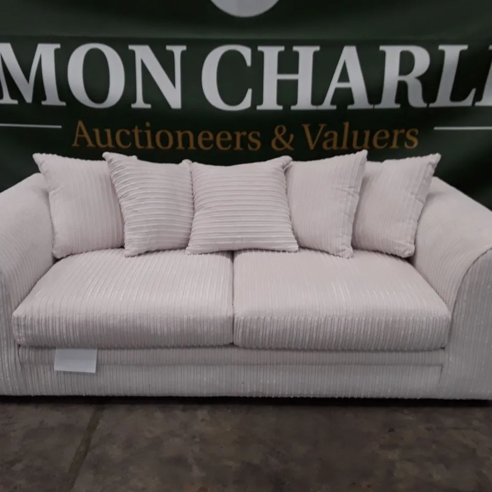 QUALITY DESIGNER MOANA 3 SEATER SOFA - CREAM JUMBO CORD FABRIC 
