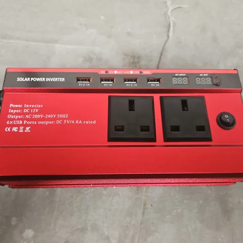 Solar Power Inverter – 12V DC to 230V AC, USB ports – Red 