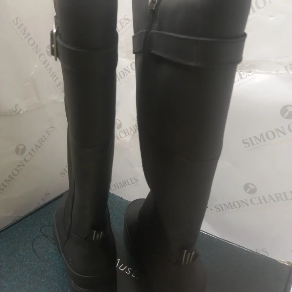 BOXED BLACK NATASHA HIGH BOOTS - SIZE 9