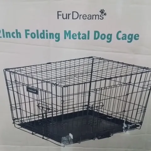 BOXED FURDREAMS 42 INCH FOLDING  METAL DOG CAGE