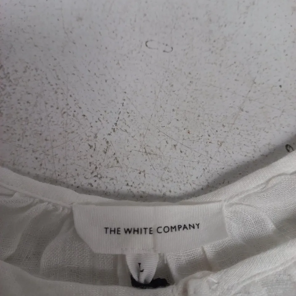 THE WHITE COMPANY LINEN GAUZE PINTUCK BOHO BLOUSE – WHITE, UK SIZE L