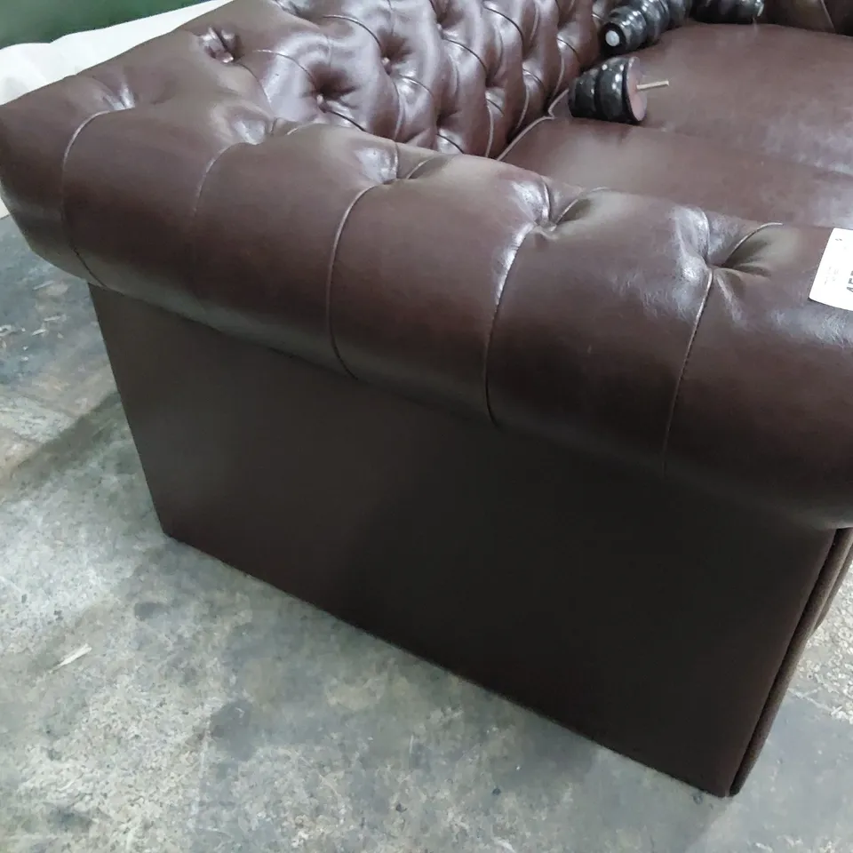 DESIGNER CHESTERFIELD TWO SEATER SOFA CHESTNUT LEATHER 