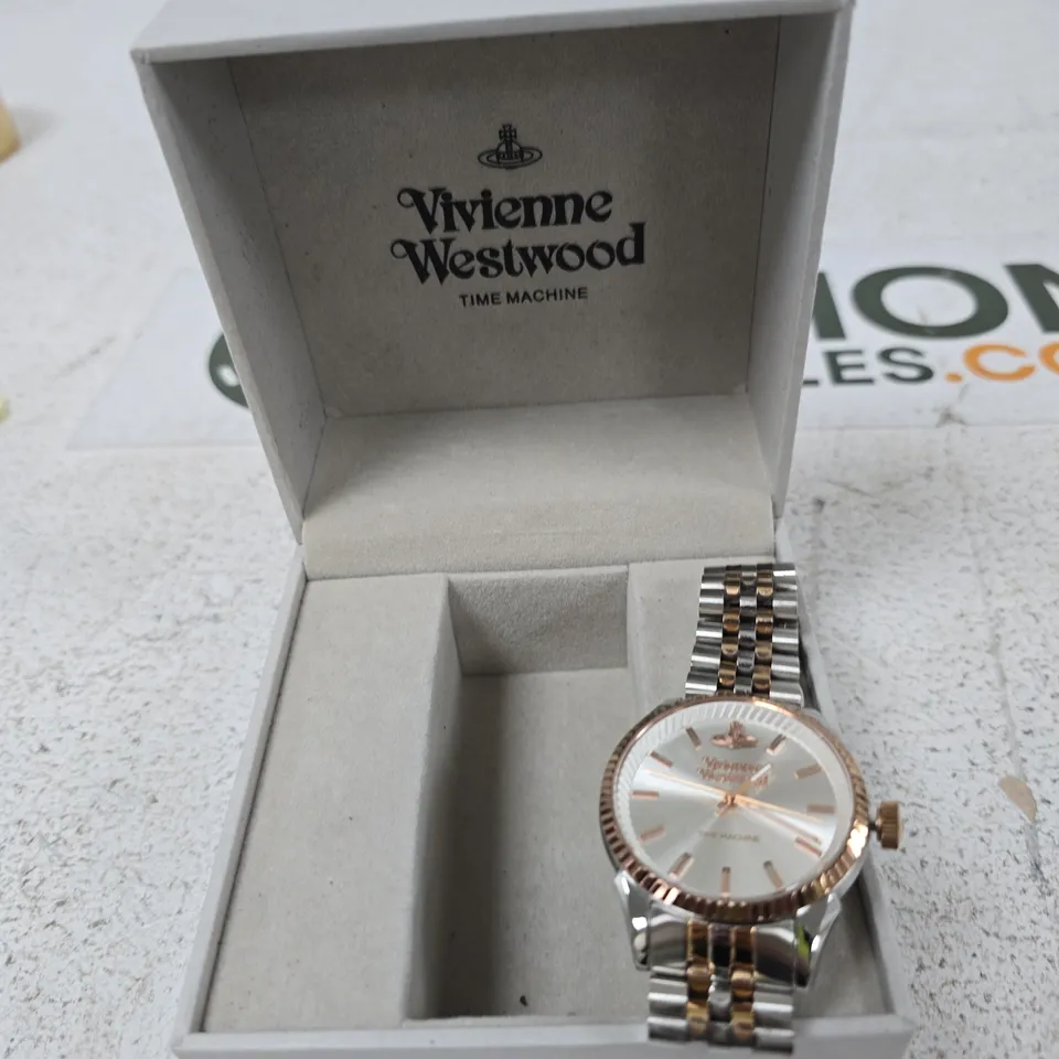 VIVIENNE WESTWOOD TIME MACHINE WATCH – TWO-TONE STAINLESS STEEL BRACELET (BOXED)