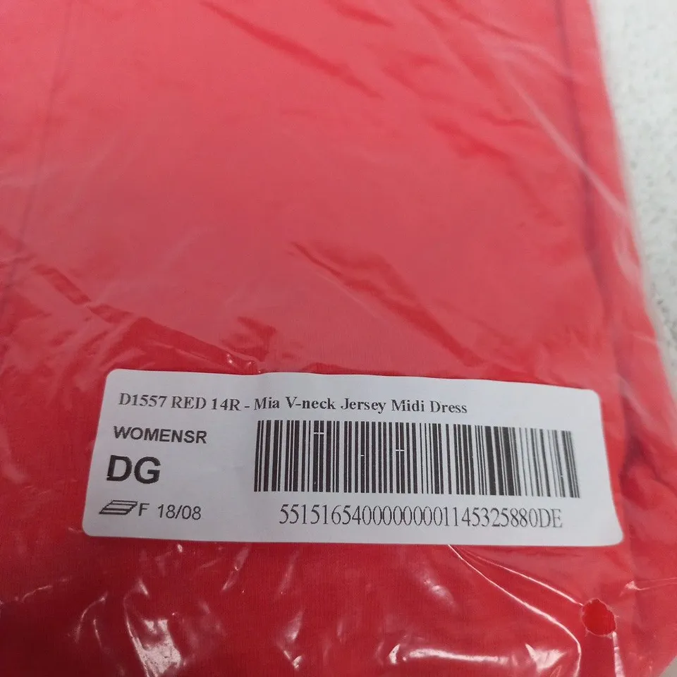 BODEN MIA V-NECK JERSEY MIDI DRESS – RED, UK 14 (14R)