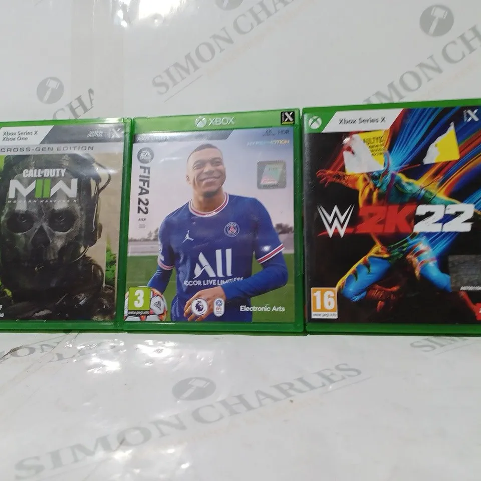 3 ASSORTED XBOX ONE GAMES TO INCLUDE: CALL OF DUTY, FIFA 22 & WWE 2K22