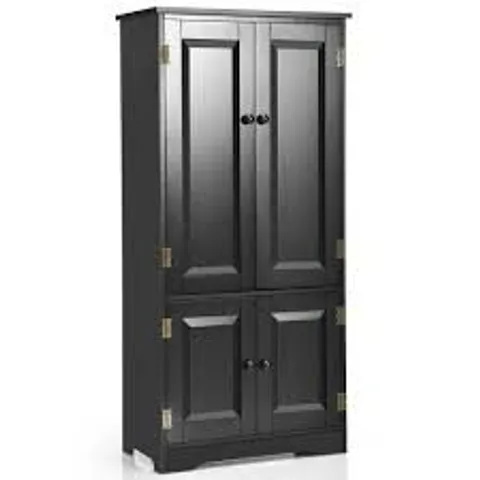 BOXED COSTWAY ACCENT FLOOR STORAGE CABINET W/ ADJUSTABLE SHELVES ANTIQUE 2-DOOR - BLACK