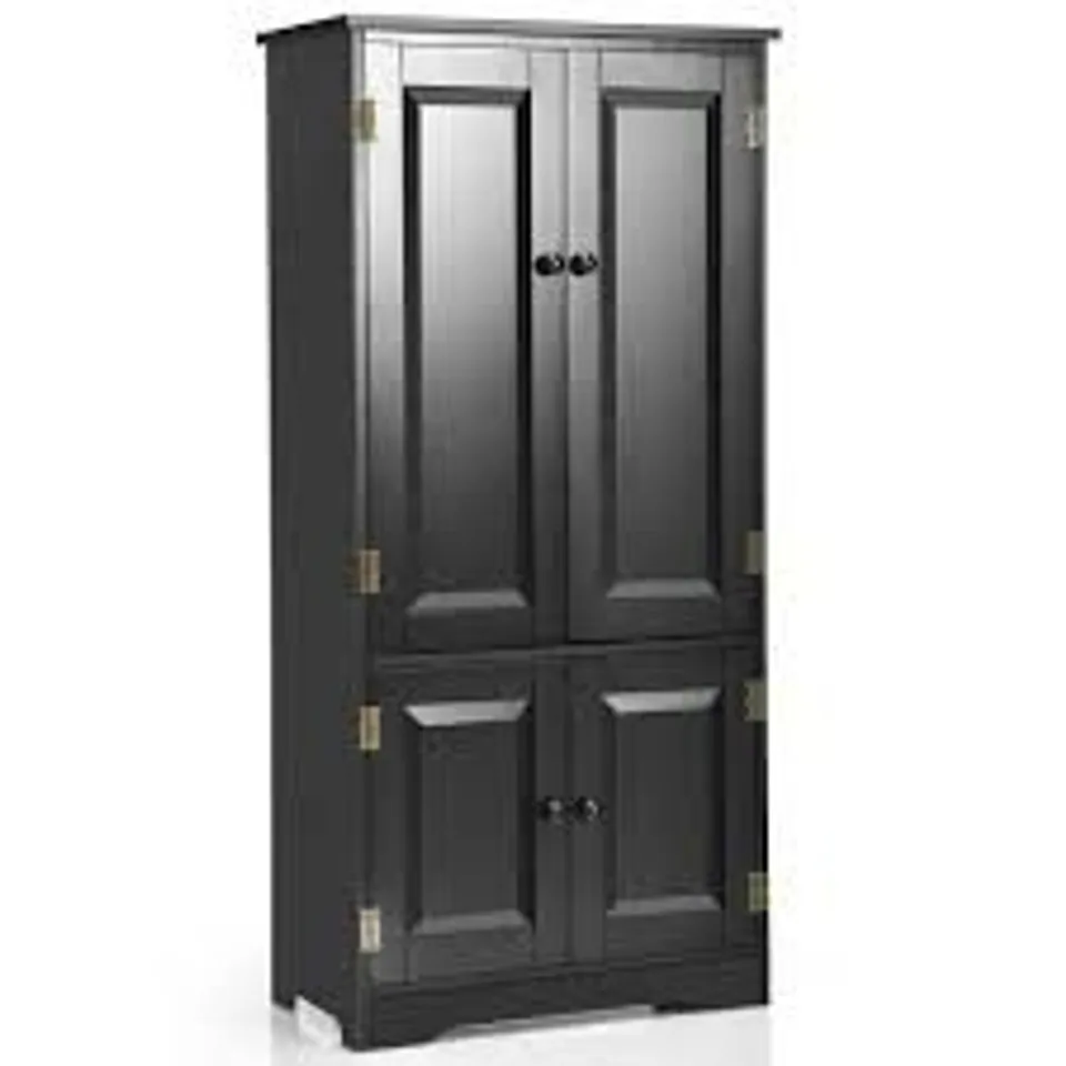 BOXED COSTWAY ACCENT FLOOR STORAGE CABINET W/ ADJUSTABLE SHELVES ANTIQUE 2-DOOR - BLACK