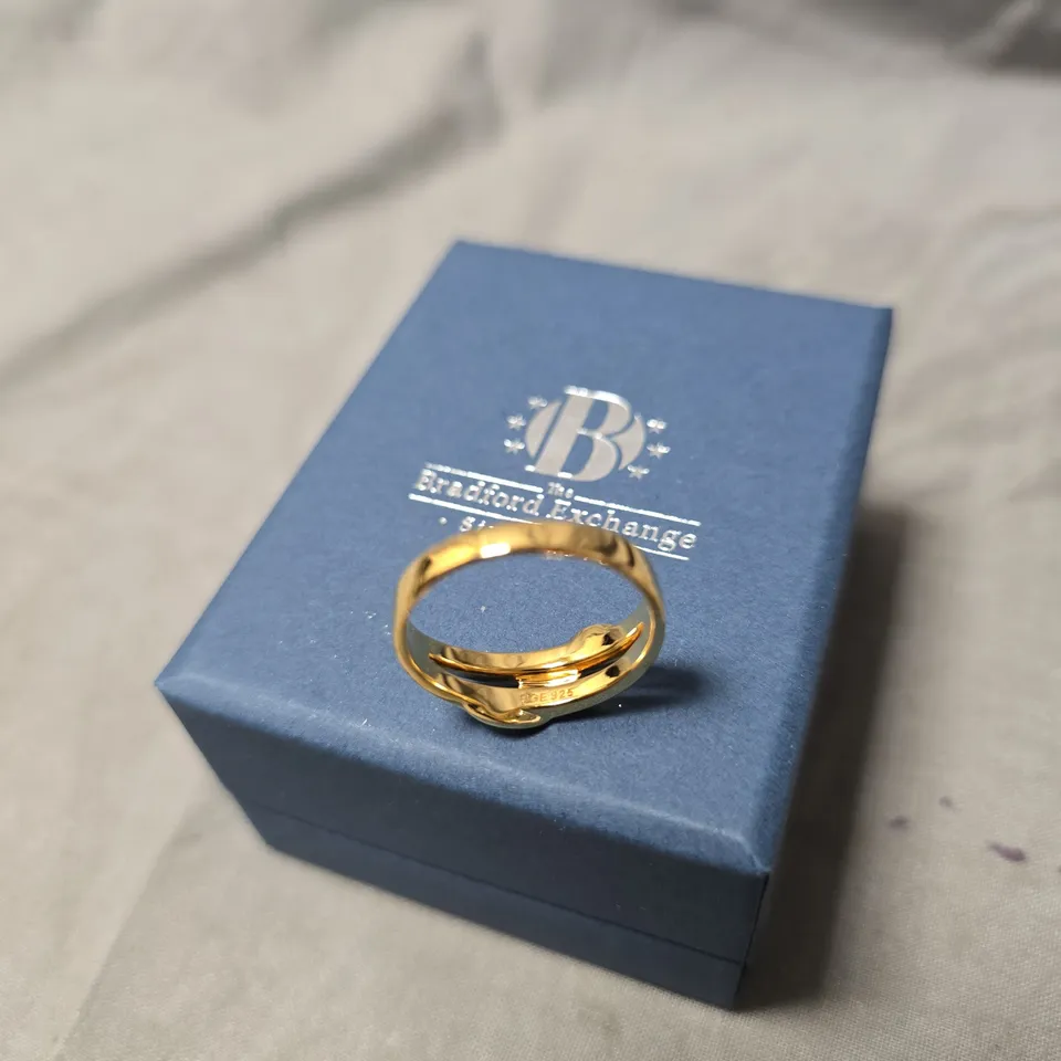 BRADFORD EXCHANGE TWO-TONE GOLD & SILVER RING IN BLUE GIFT BOX - BGE 925 STAMP