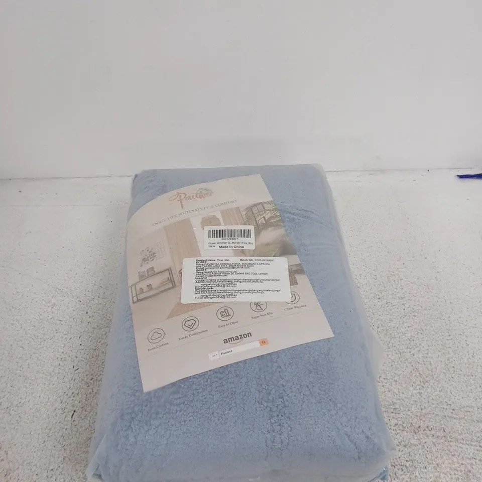 PAUWER BLUE MICROFIBRE FLOOR MAT SET, 3-PIECE