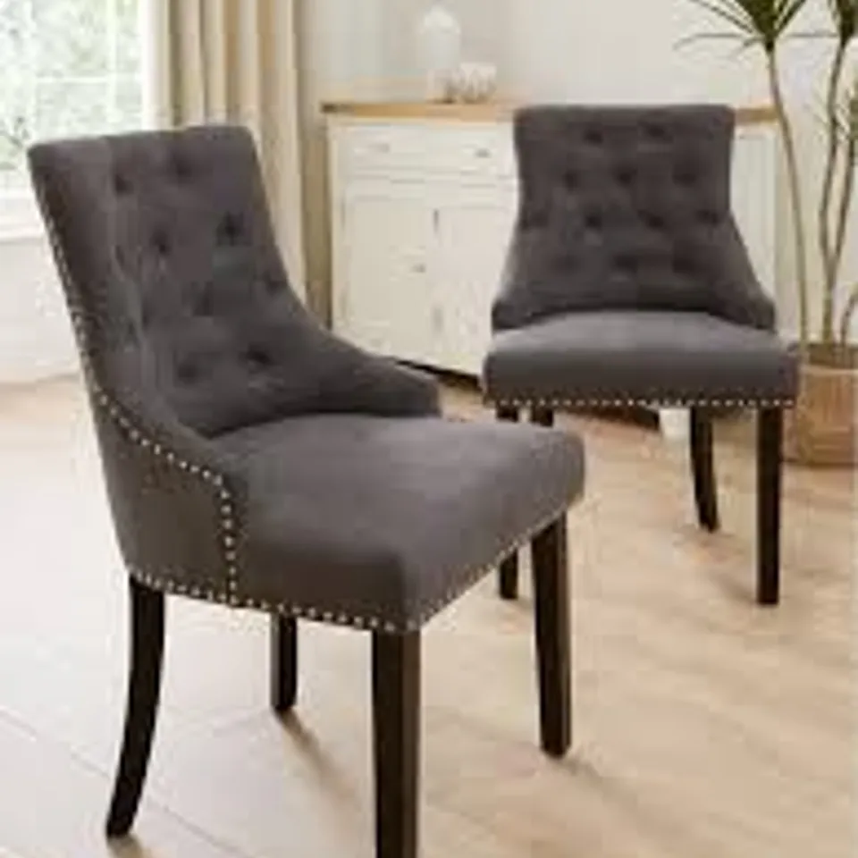 BOXED PAIR OF WARWICK CHUNKY WEAVE DINING CHAIRS - GREY (1 BOX)