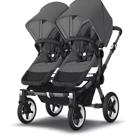 BOXED BUGABOO DONKEY 5 TWIN EXTENSION COMPLETE PUSHCHAIR - GREY MELANGE (4 BOXES)