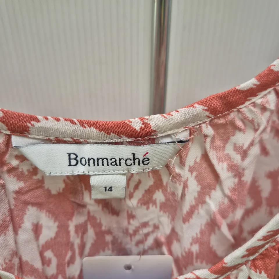 BONMARCHÉ WOMEN'S SLEEVELESS DRESS - PINK PATTERN, UK 14