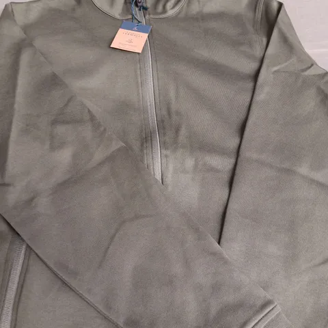 CHARLES TYRWHITT OLIVE PERFORMANCE LONG SLEEVE FUNNEL NECK JACKET SIZE SMALL