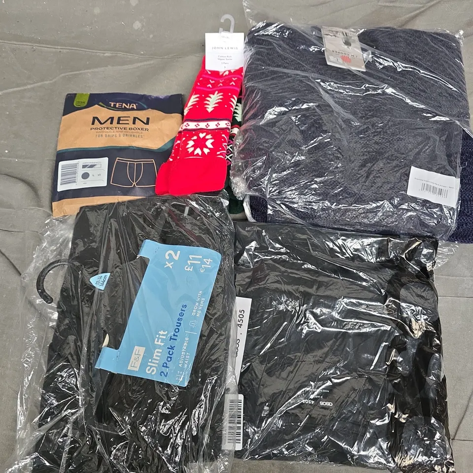 APPROXIMATELY 25 ASSORTED CLOTHING ITEMS IN VARIOUS SIZES, STYLES & COLOURS TO INCLUDE BRANDS SUCH AS JM COOPER, TENA, ASOS, ETC - COLLECTION ONLY