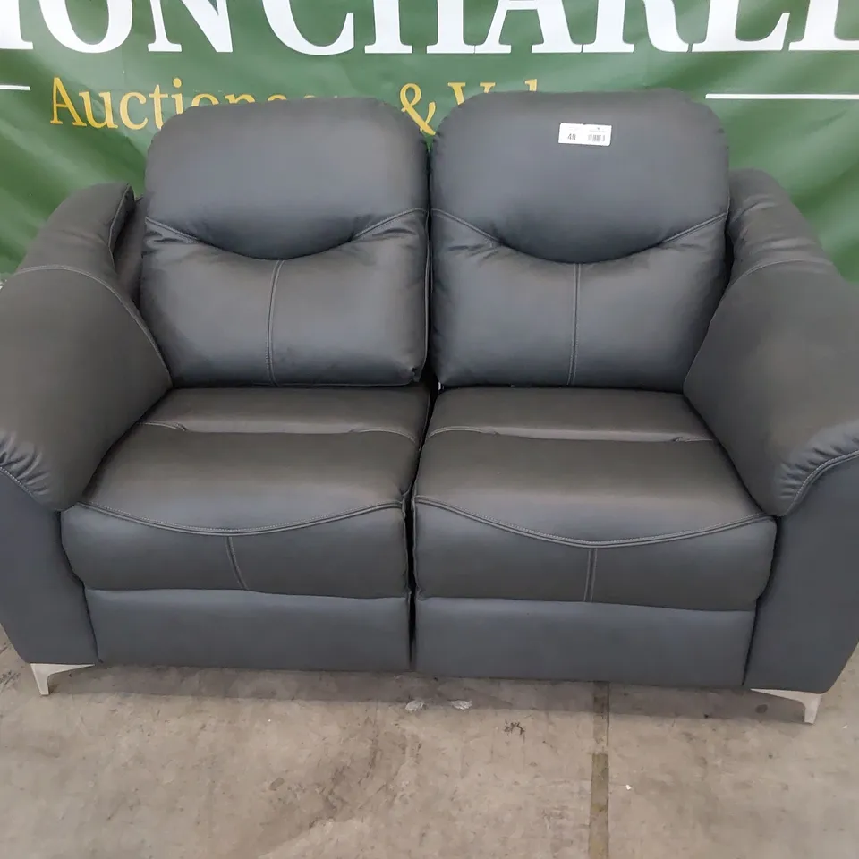 QUALITY BRITISH DESIGNER G PLAN JACKSON POWER RECLINING TWO SEATER SOFA CAMBRIDGE PETROL BLUE LEATHER 