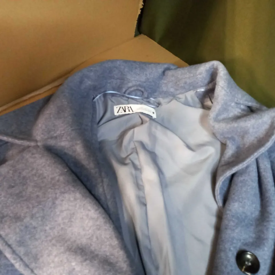 ZARA BLUE MARL WOOLEN STYLE OVER COAT - LARGE