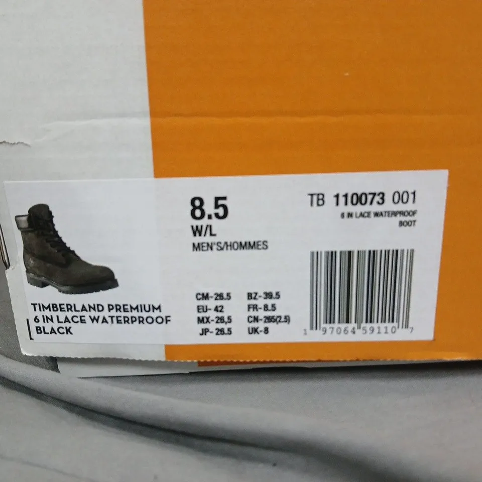 BOXED TIMBERLAND PREMIUM 6-INCH LACE WATERPROOF BOOTS, BLACK – UK 8 (US 8.5)