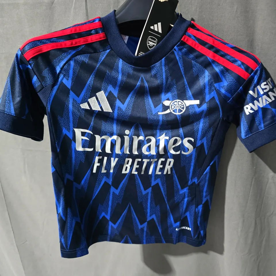 ARSENAL FC ADIDAS FOOTBALL JERSEY – BLUE ZIGZAG AWAY KIT WITH EMIRATES FLY BETTER SPONSOR