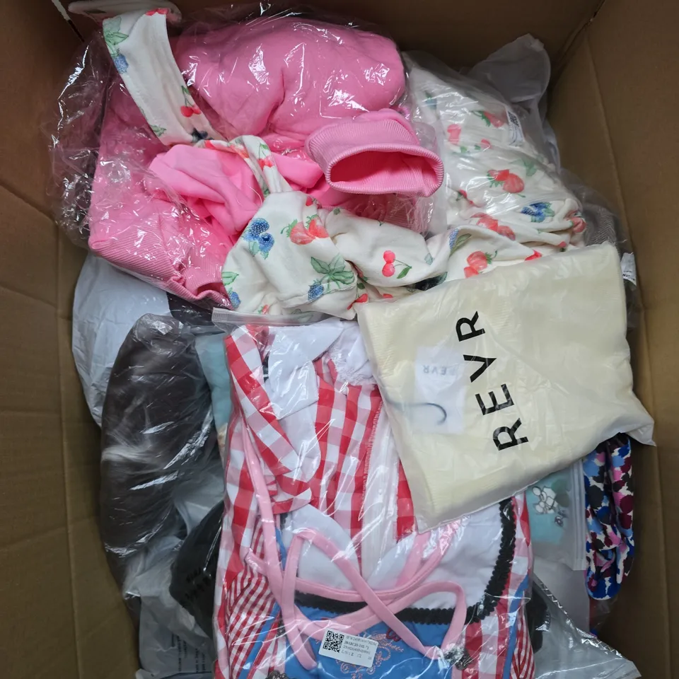 LARGE BOX OF APPROXIMATELY 25 ASSORTED CLOTHING ITEMS IN VARIOUS COLOURS, STYLES AND SIZES - COLLECTION ONLY
